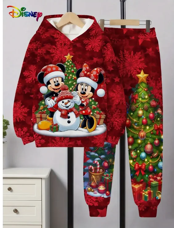 

Осенне-зимний повседневный комплект с капюшоном Harajuku Y2k Disney Микки Маус Рождественская серия свитер с капюшоном женский модный комплект в стиле ретро