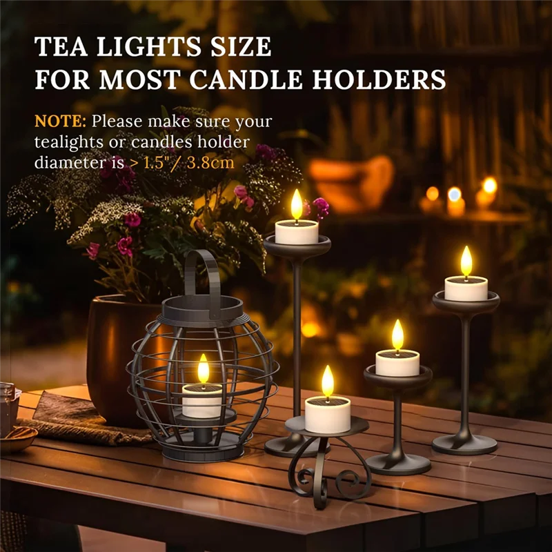 ABFU-Solar Tea Lights Outdoor Waterproof,12 Pcs 1.5 X 2.1 Small Tealight Candles,Auto Light Up At Night,For Patio Garden