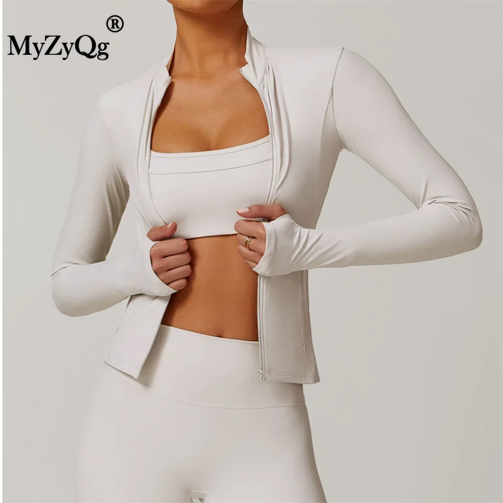 MyZyQg Women Autumn Winter Zipper Long Sleeve Quick Dry Yoga Outdoor Casual Jacket Training Running Fitness Clothing