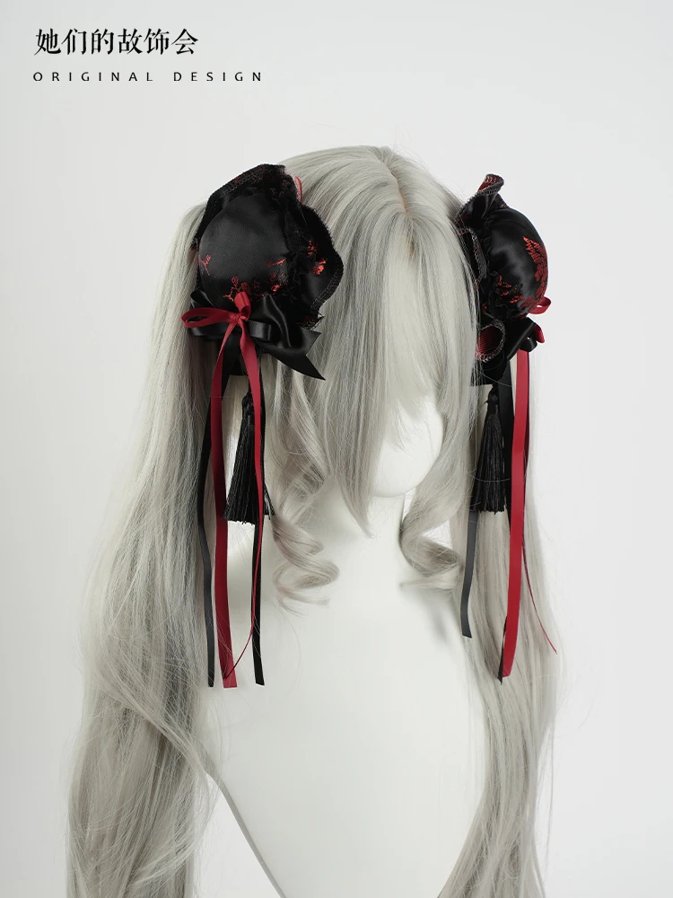 Japanese Lolita Hair Accessories Ruffled Sweet Bowknot Y2K Maid Headband Anime Cosplay Costume Headdress