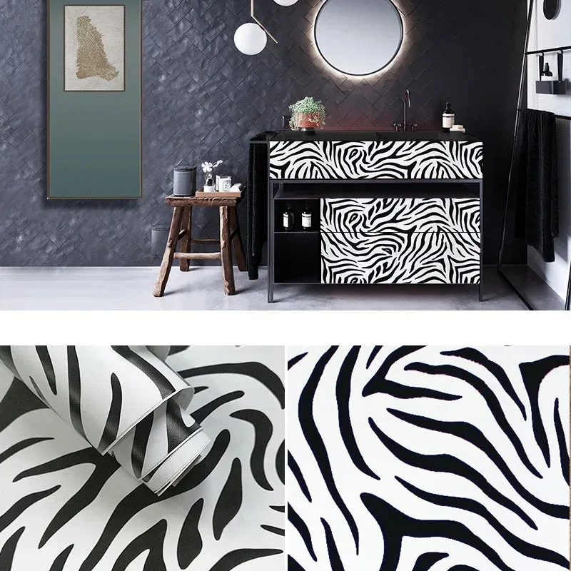 White Black Plaid Decorative Vinyl Self-adhesive Wallpaper Furniture Decor Counter-top Waterproof PVC Wallsticker Peel and Stick