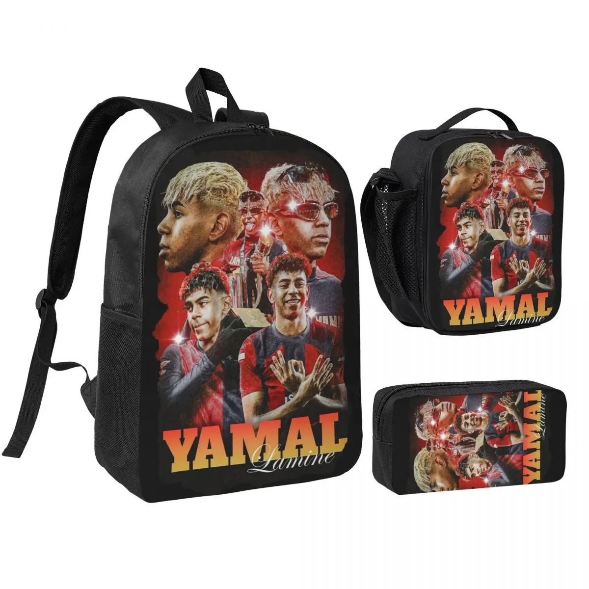 3pecs/set Lamine Y-Yamal  Backpack for Teenage Football Soccer High School Shoulder Bag Lunch bag Pencil Case