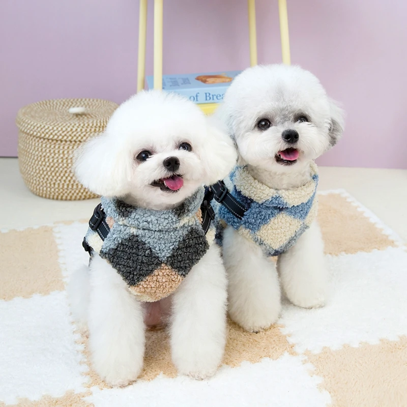 Pet Dog Clothes Dog Sweater Soft Fleece Lined Warm Dogs Shirt Winter Puppy Sweater with Built-in Harness D Ring Leash Reflective