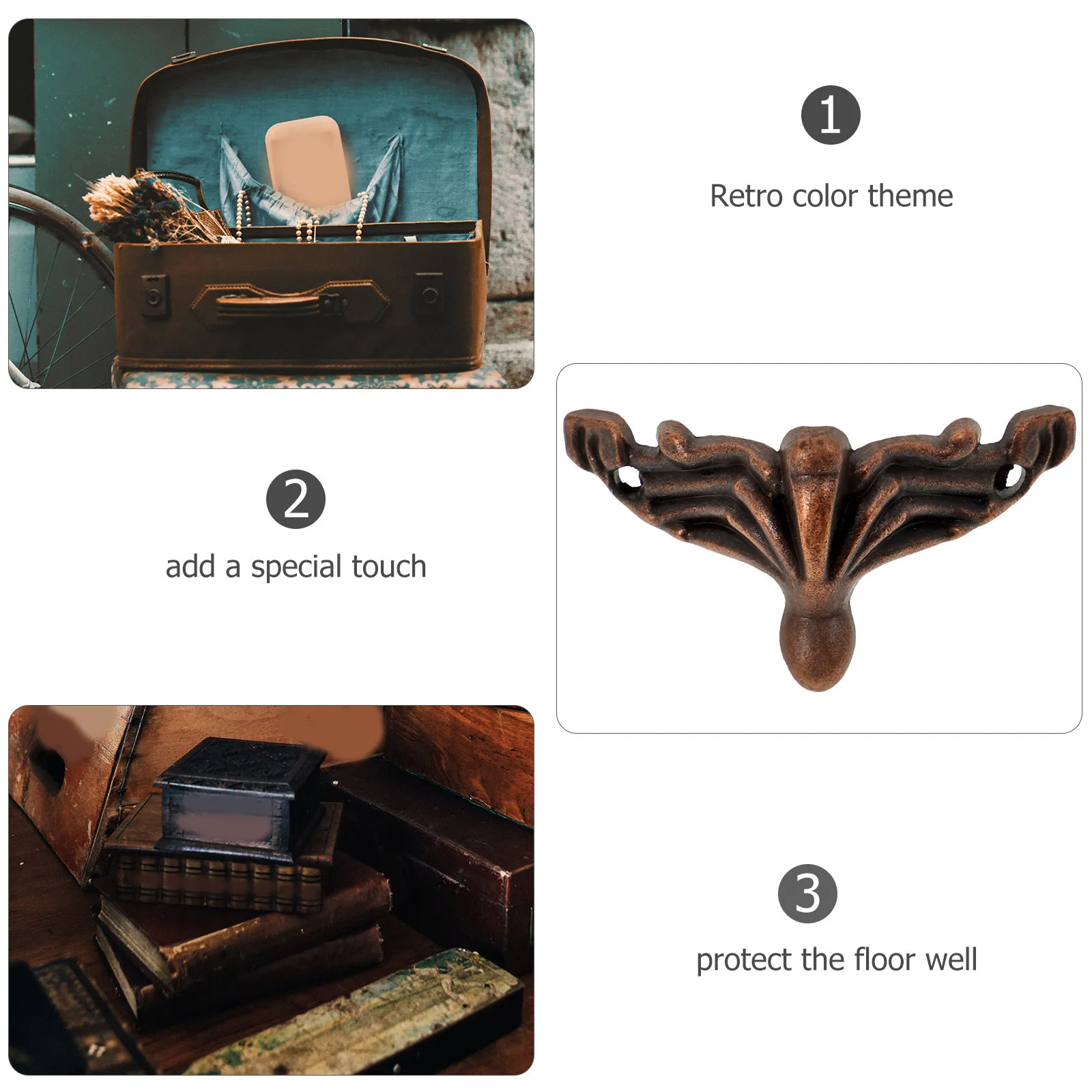 20 stuks decoratieve voeten 27x16mm zware zinklegering meubelsteunpoten voor fauteuil kast vloerbeschermer donkerrood