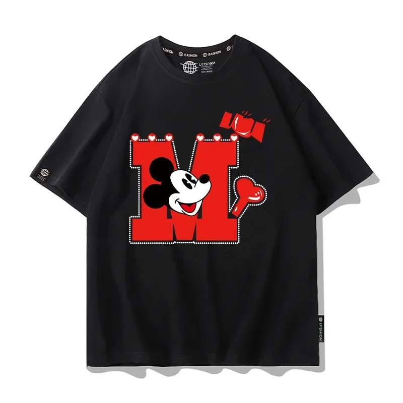 Disney Mickey Mouse Cartoon Co-Branded T-Shirt Short-Sleeved Men And Women Mickey Minnie With  The T-Shirt Fashion Brand Clothes