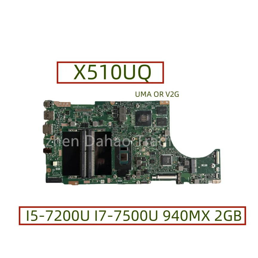 Placa principal x510uq para asus s5100ur s5100u x510un x510ur x510uf x510ua placa-mãe do portátil com I5-7200U I7-7500U 940mx 2gb-gpu