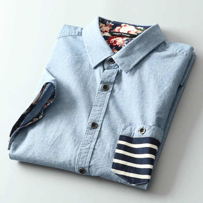 

Men's Summer Casual Breathable Waed Cotton ort Sve irt Color Blo Youth Faion Stand Fit arp Collar