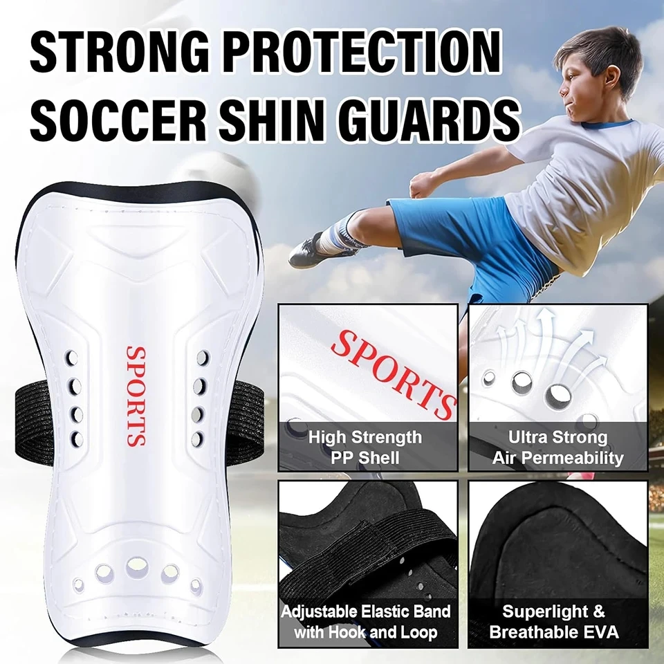 Loogdeel 1Pair Soccer Shin Guards Children Shin Guards Youth Adults Leg Pads Football Calf Protection Board Shin Support Straps