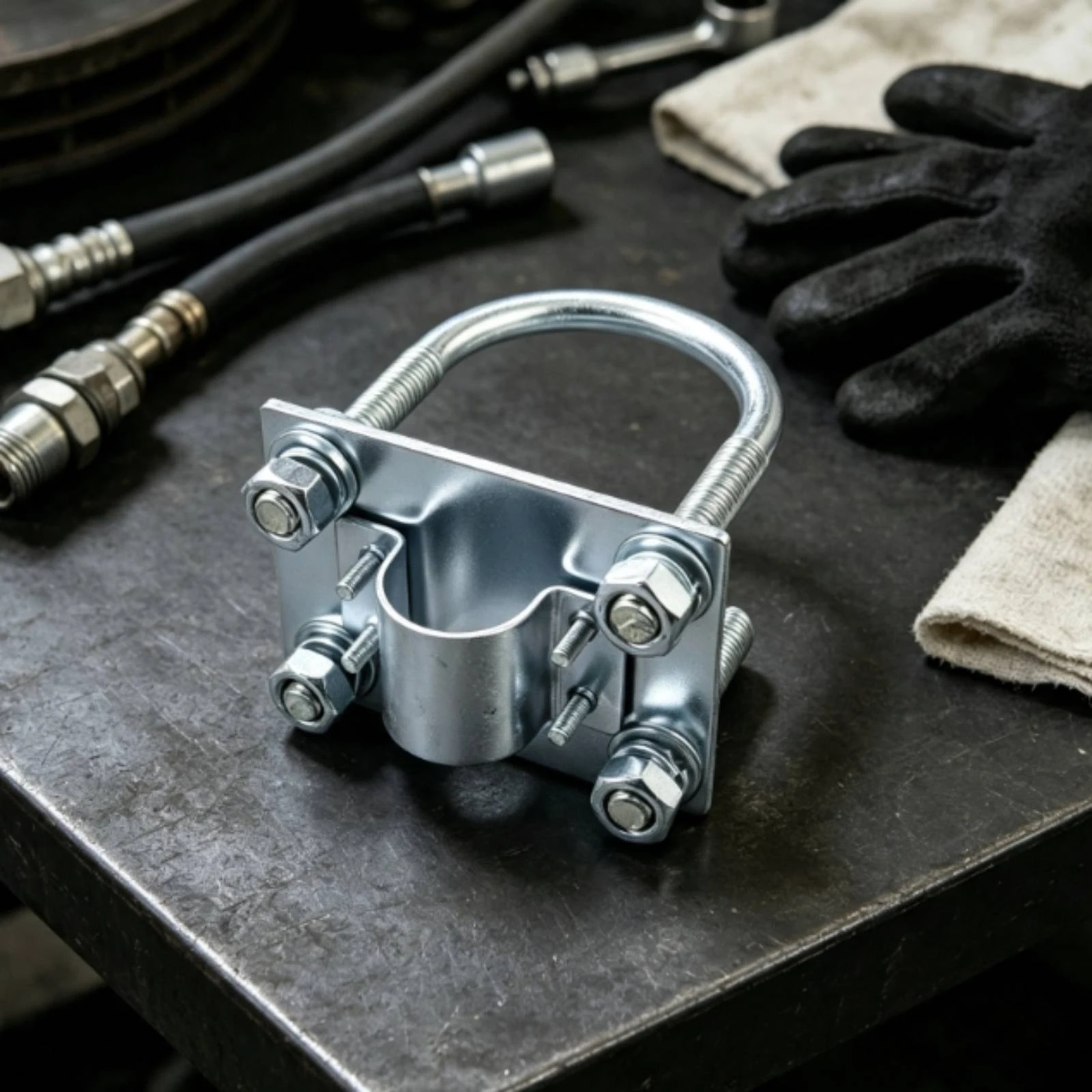 U-Bolt Antenna Clamp Galvanized Mast Mounting Clamp Bracket Antenna Bracket Rust Resistant Metal for Installers, Pole Fastening