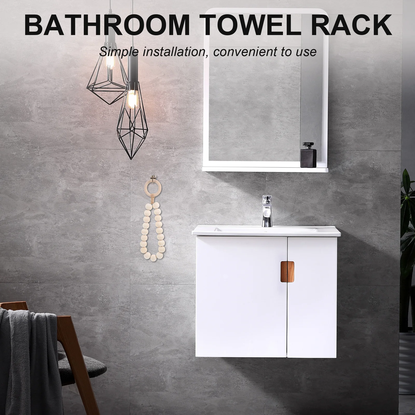 

Durable Wood Towel Holder Space Saving Bathroom Kitchen Storage Rack Wall Mount Hand Towel Organizer Rustproof Stylish