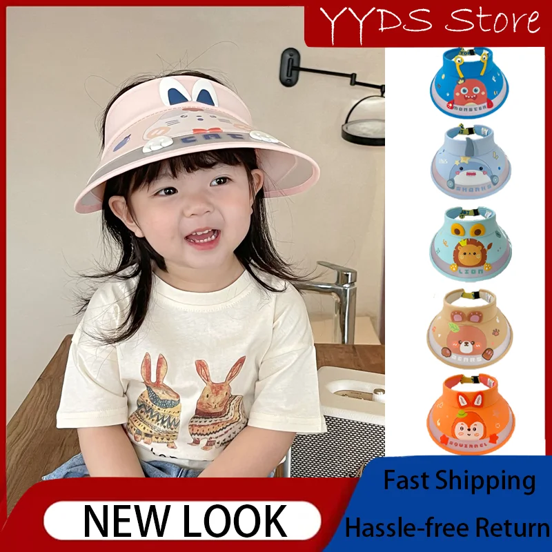 

Kids Cartoon Animal Empty Top Hat Boy Girl Baby Caps Change Color Summer Big Brim Beach Sun Hat Baby Cap