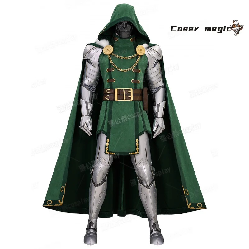 닥터 두옴 코스프레 의상 디럭스 아머 슈트 점프수트 망토 마스크 남성 빅터 폰 두옴 롤플레잉 유니폼 할로윈 파티 의상