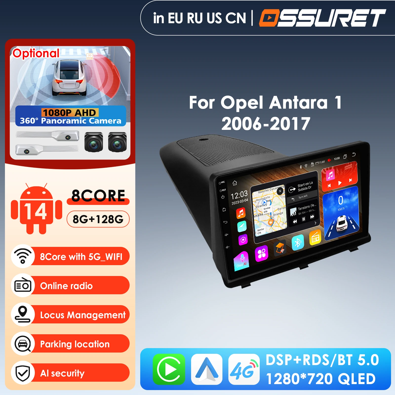 9'' Car Intelligent Screen Auto Radio for Opel Antara 1 2006 -2017 Car Multimedia Player CarPlay 4G GPS Navigation Head Unit AI