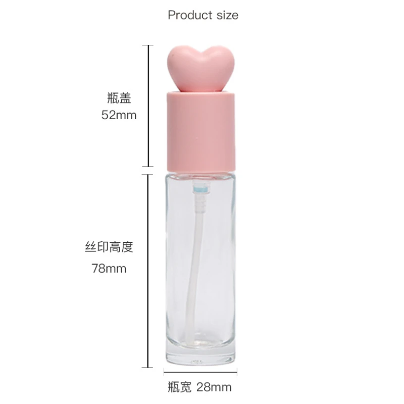 Pump Bottle for Essence Lotion 30ml Glass Empty DIY Cosmetic Container Liquid Foundation Dispenser with Pressure Pump Pink Lid