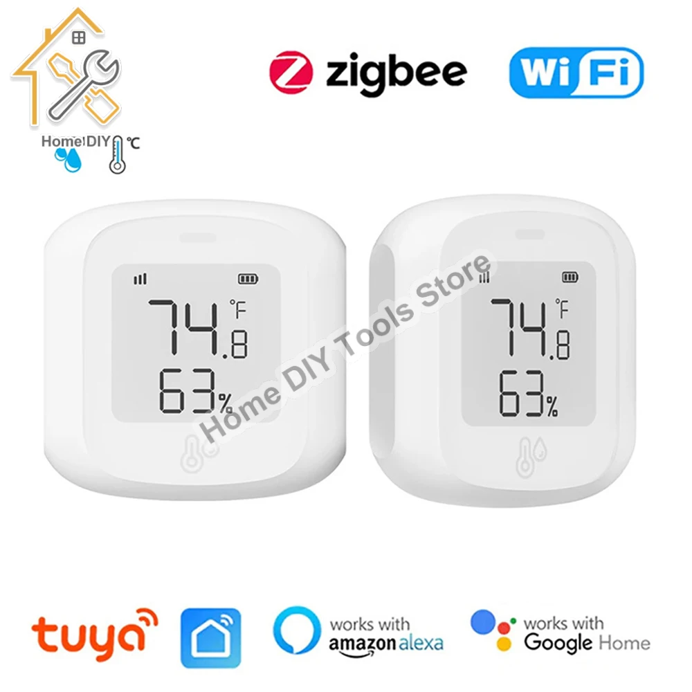 Tuya Smart WiFi/Zigbee Temperature and Humidity Sensor Indoor Hygrometer Thermometer with LCD Display