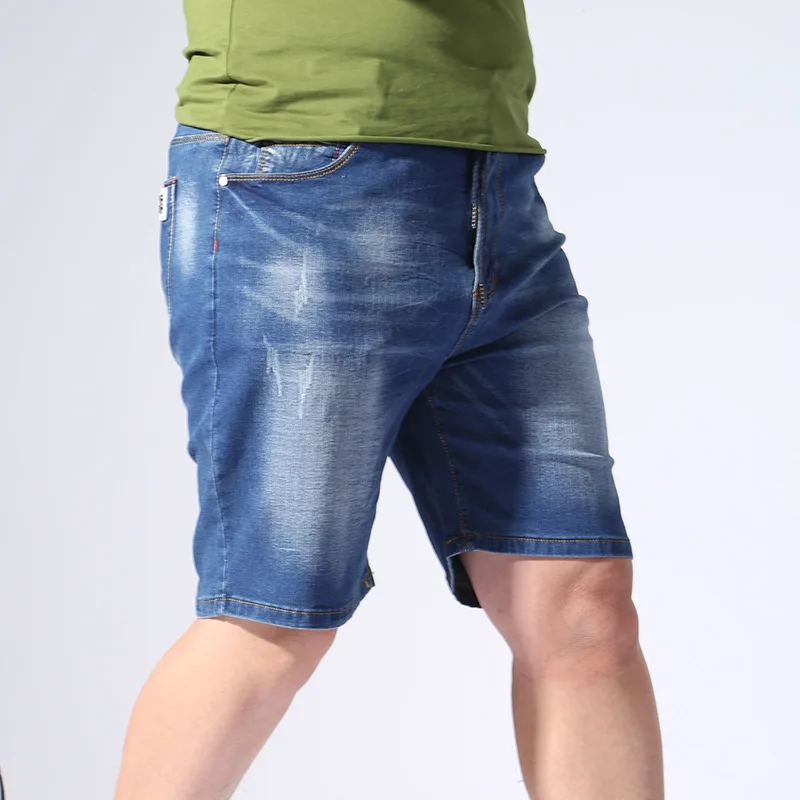 Plus Szie 9XL Denim Shorts Men Summer Elastic Waist Jeans Shorts Baggy Cargo Shorts Fashion Streetwear Short Pants Male Big Size