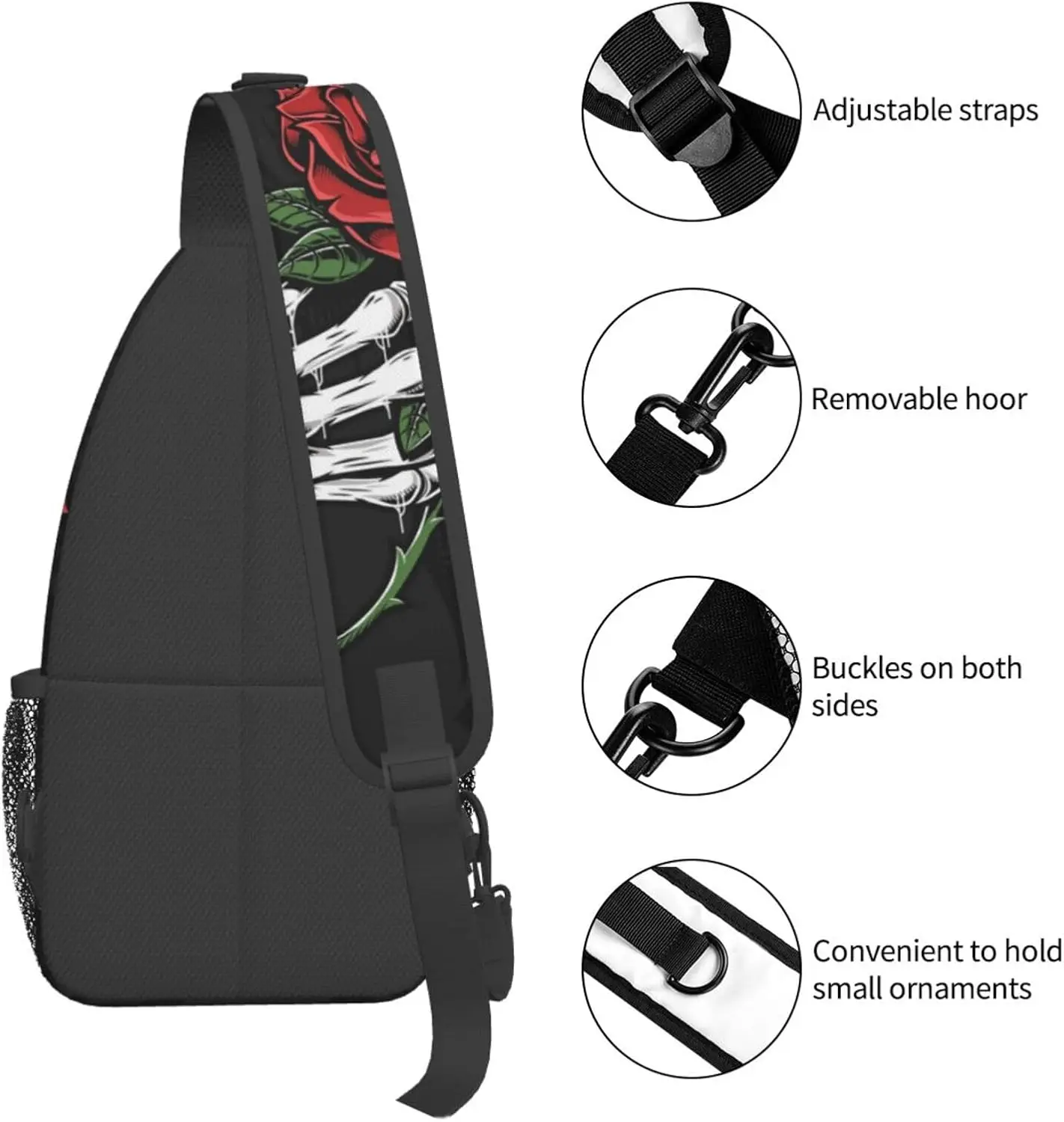 الجمجمة حقيبة ظهر ذات حمالة الصدر حقيبة كتف كروسبودي الصالة الرياضية ركوب الدراجات السفر المشي لمسافات طويلة Daypack للرجال النساء حقيبة ظهر تحمل على الكتف الصالة الرياضية