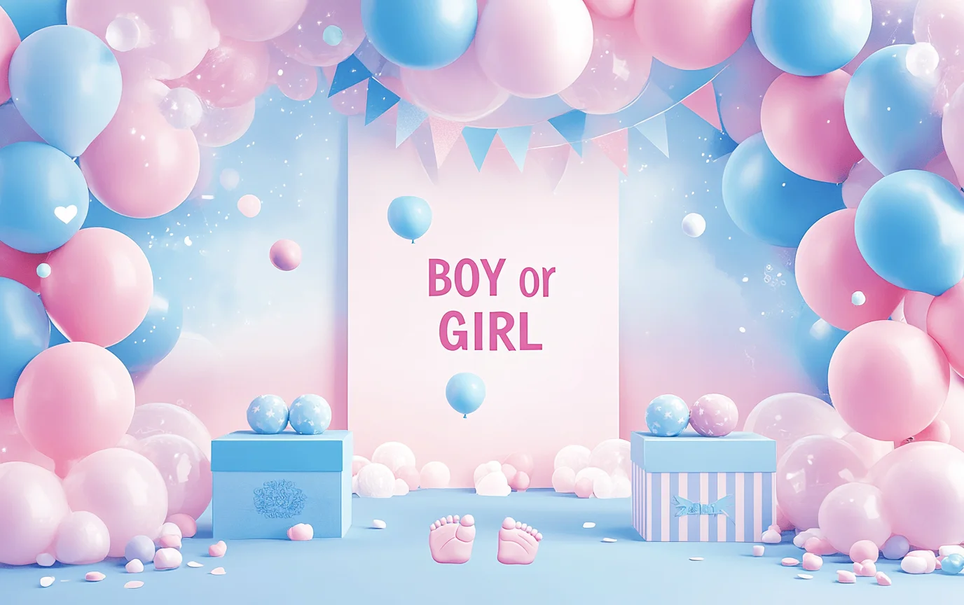 Gender Reveal Backdrop Photocall Ggender Reveal Party Banner Background Happpy Birthday Pary Decor Kids Boy Girl Baby Shower