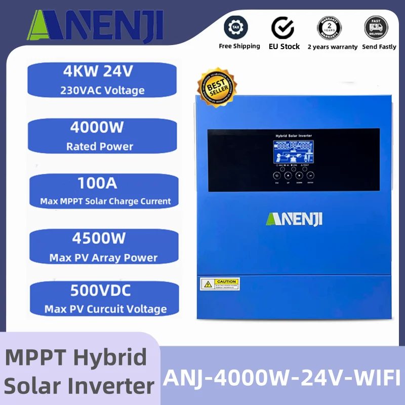 4KW 6.2KW Hybrid Solar Inverters 24V 48V 230V Pure Sine Wave On/Off Grid MPPT 100A/120A Solar Charge Controller For Solar Panels