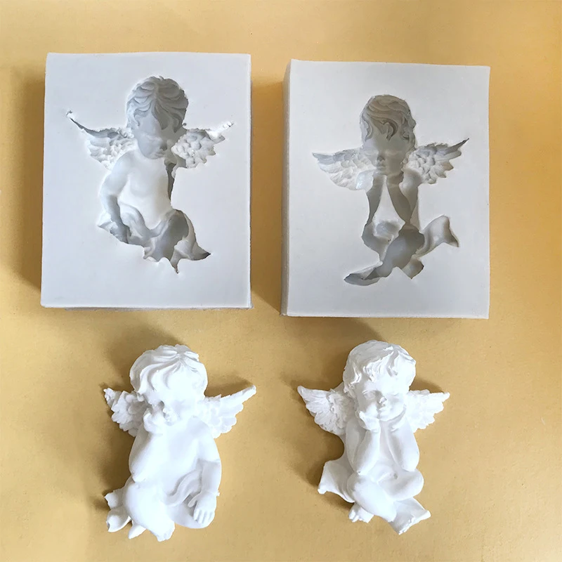 Y 3D Angel Baby Silicone Mold Baby Birthday Party Cake Decorating Tools Cupcake Topper Fondant Baking Chocolate Candy Molds