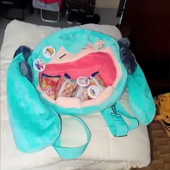 初音未來單肩包背包可愛動漫女孩毛絨卡通卡哇伊背包學生書包兒童禮物玩具 6 最佳銷售 初音未來背包 - №1