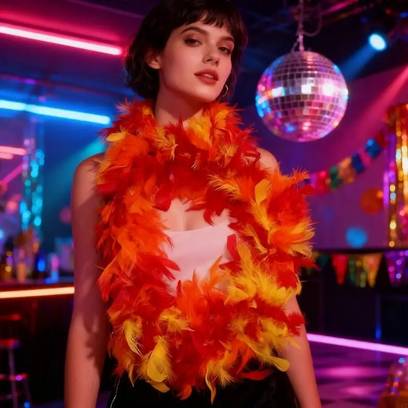 Bufanda boas plumas 2 yardas, bufanda plumas peludas hecha a mano, disfraz Halloween para bailes, boda