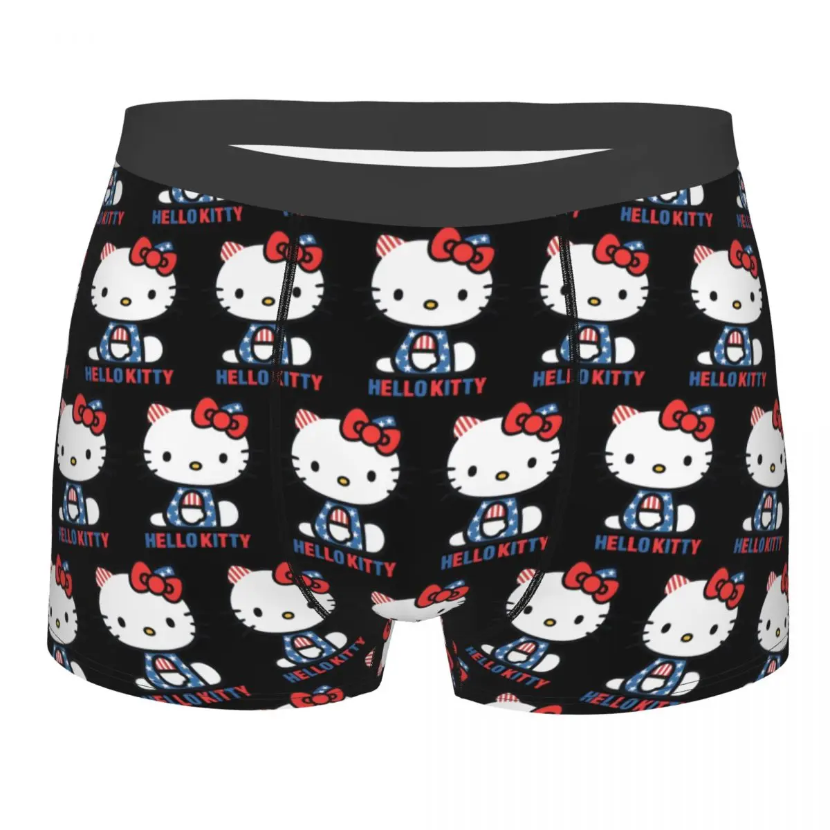 

Шорты-боксеры с изображением кота Hello Kitty на заказ для Homme, нижнее белье с 3D принтом аниме и героями мультфильмов, трусы, эластичные трусы