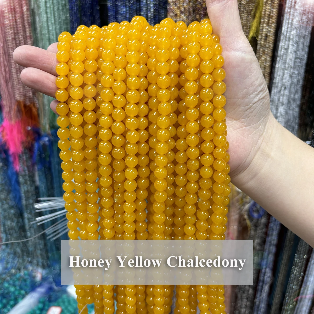 Honey Yellow Chalcedony Beads 4 6 8 10mm Natural Round Gemstone Beads DIY Bracelet Necklace Craft Supplies Jewelrys Accessories