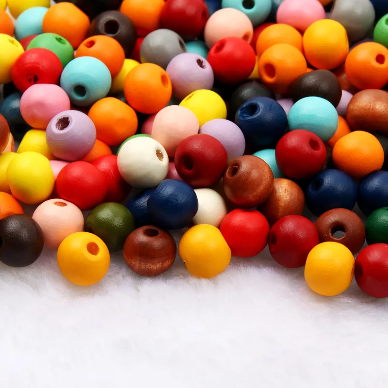 Round Balls To Make Bracelet Natural Wooden Beads 10/15mm 10/50pcs Loose Balls Beads For Jewelry Making DIY Keychain Accessories