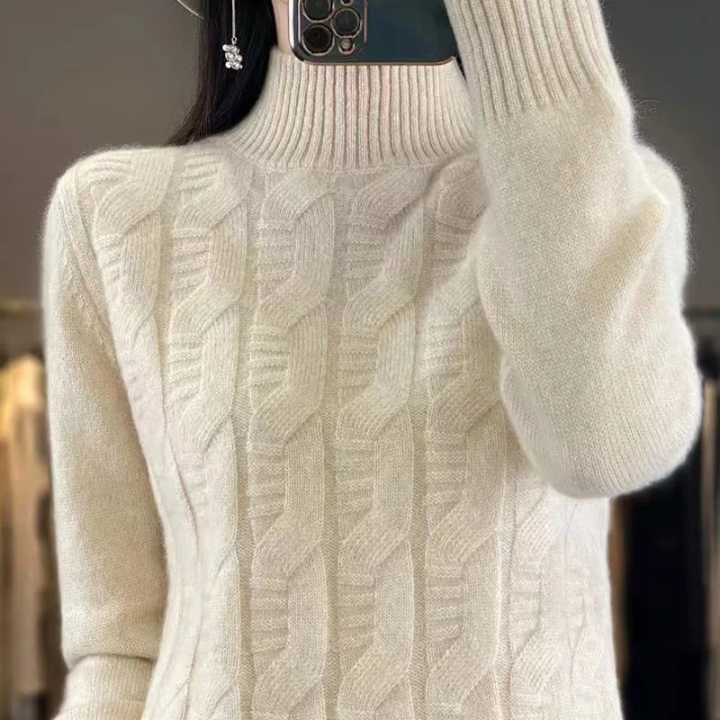 

Half High Neck Sweater For Woman Casual Solid Color Tops Long Sleeve Comfortable And Warm Pullovers Knit Autumn Winter Sweater