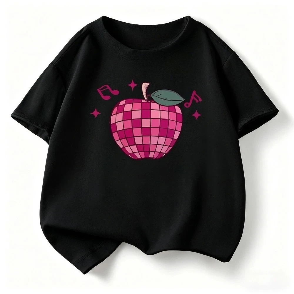 Summer Women's T-shirt Y2k Comfortable Soft Skin Friendly Outdoor Sports Fashion Versatile Fun Apple Printed Top Free Shipping