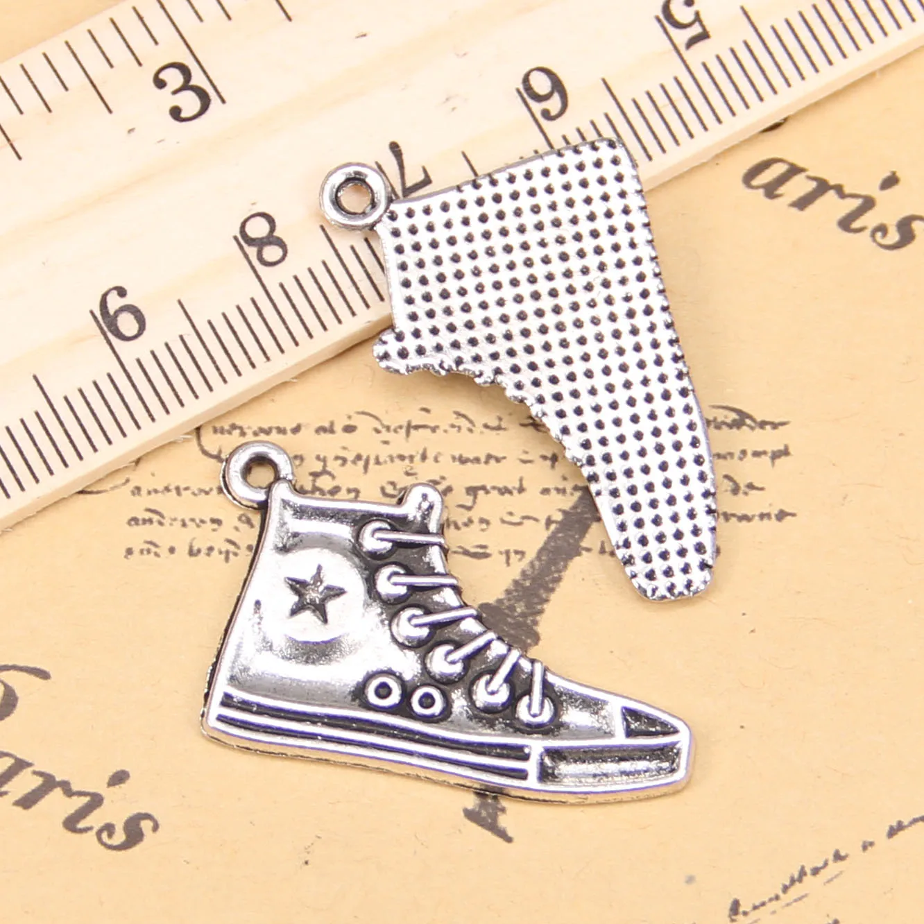 45pcs Charms For Jewelry Making basketball shoes 30mm Antique Silver Plated Pendants DIY Tibetan Silver Bracelet Necklace