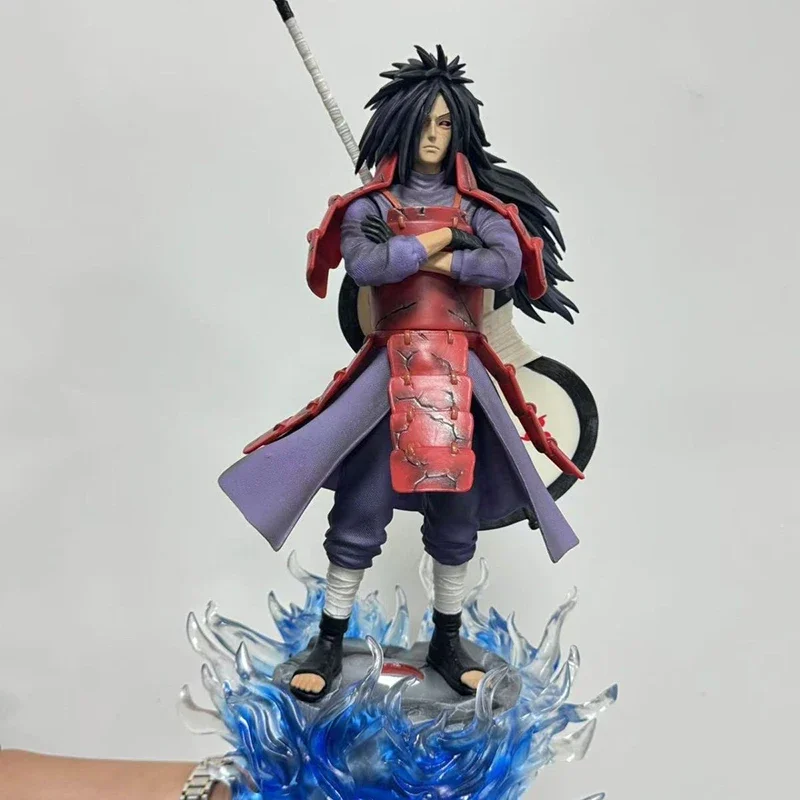 42cm Anime Uchiha Madara Figure Naruto Action Figurine Madara Standing Posture Glowing Statue PVC Collectible Model Toys Gifts