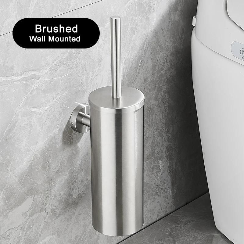 Rvs Badkamer Toiletborstelhouder Accessoires Zwarte Toiletborstel Wandmontage WC Cleaner Brush FR07