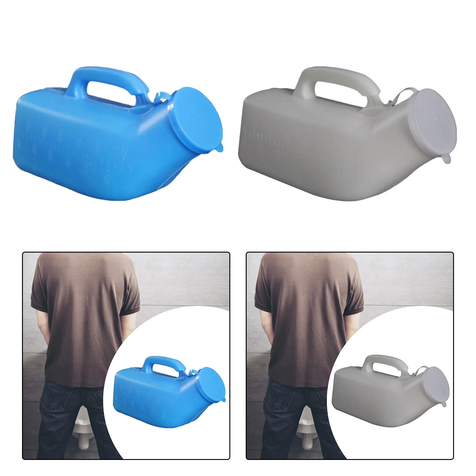 Portable Men Mobile 1200ml Toilet Car Travel Camp Urine Pee with Handle Sturdy Storage Urinary Bottle Disability Old Man Helper