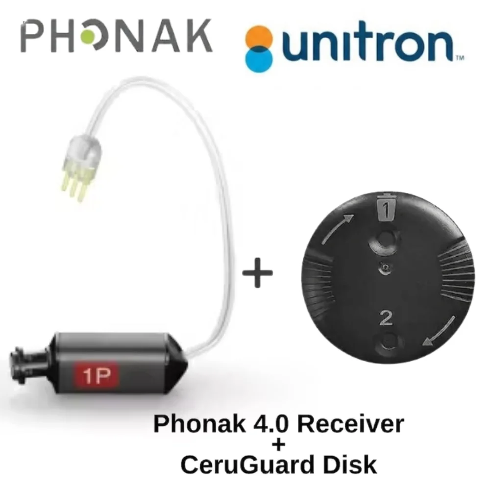 Phonak Unitron Size 1 Receiver + 1pack CeruGuard Wax Guard RIC Hearing Aid SDS 4.0 Replacement Receiver Standard Power RIC Wire