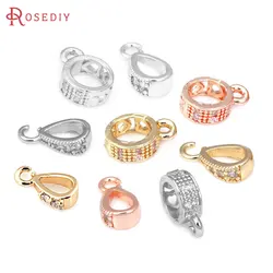 18K Gold Color Brass with Zircon Drop Shape Round Necklaces Bracelets Charms Connector Jewelry Making Supplies Diy Accessories