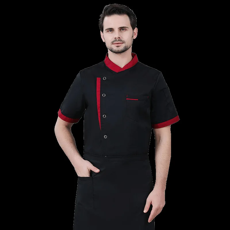 Hotel Chef Overalls Men's Summer Catering High-End Restaurant Kitchen Baking Western Point Short Sleeve