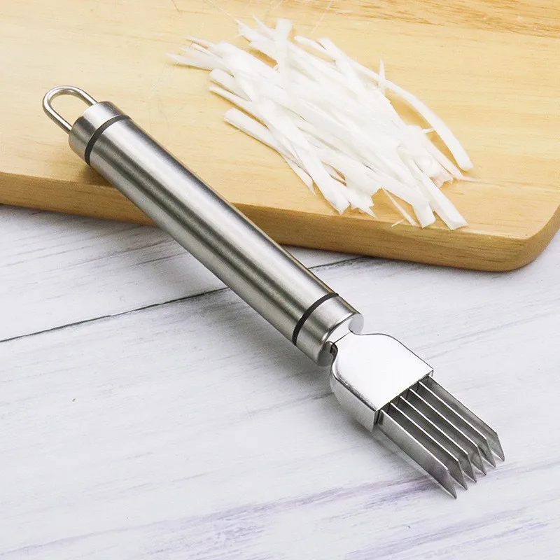 

Кухонный шовковый нож из нержавеющей стали, нож для измельченного зеленого лука, дизайн с изогнутой ручкой, скоростной измельчитель, овощерезка