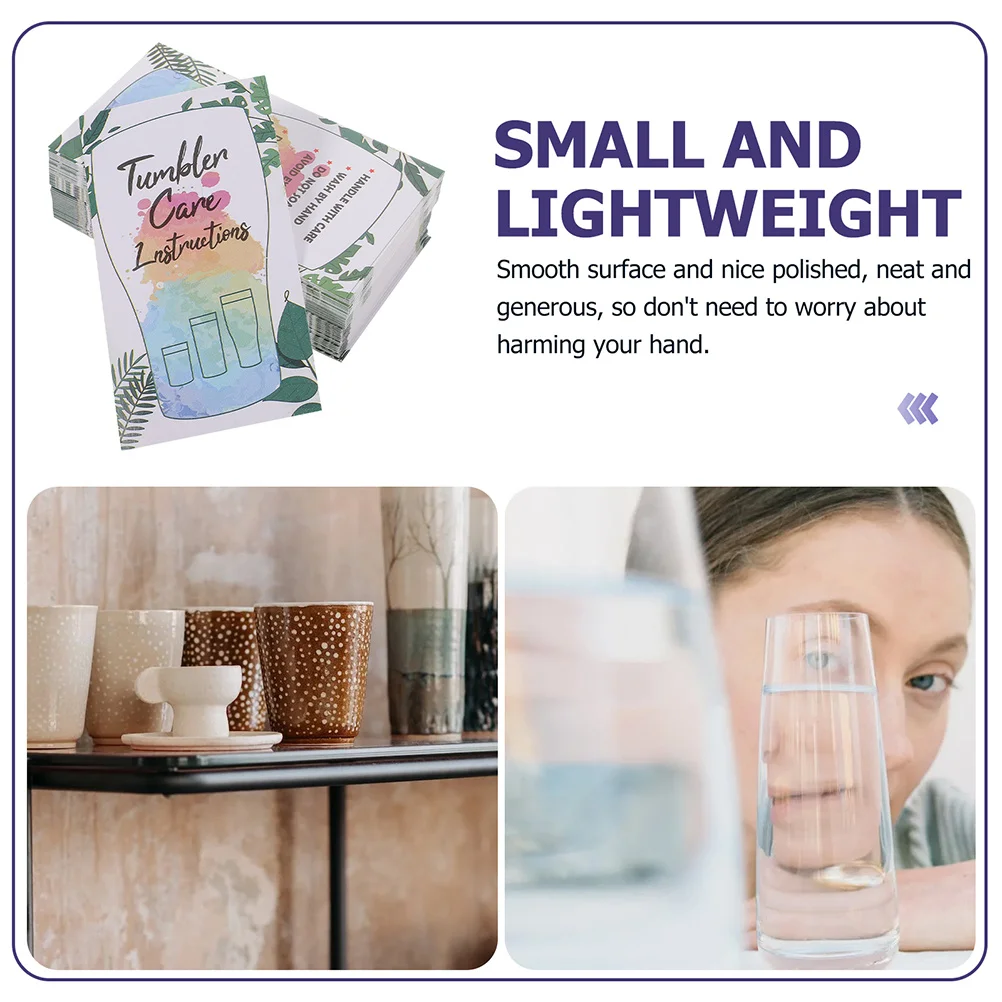 

50Pcs Tumbler Care Cards Glass Mug Guide Cards Neat Polished Easy to Insert and Care Card Instructions