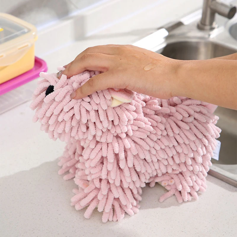 Cartoon Dog Chenille Hand-Wiping Doll, Kitchen And Bathroom Multifunctional Cartoon Animal Creative Hand-Wiping Towel Plush Toy