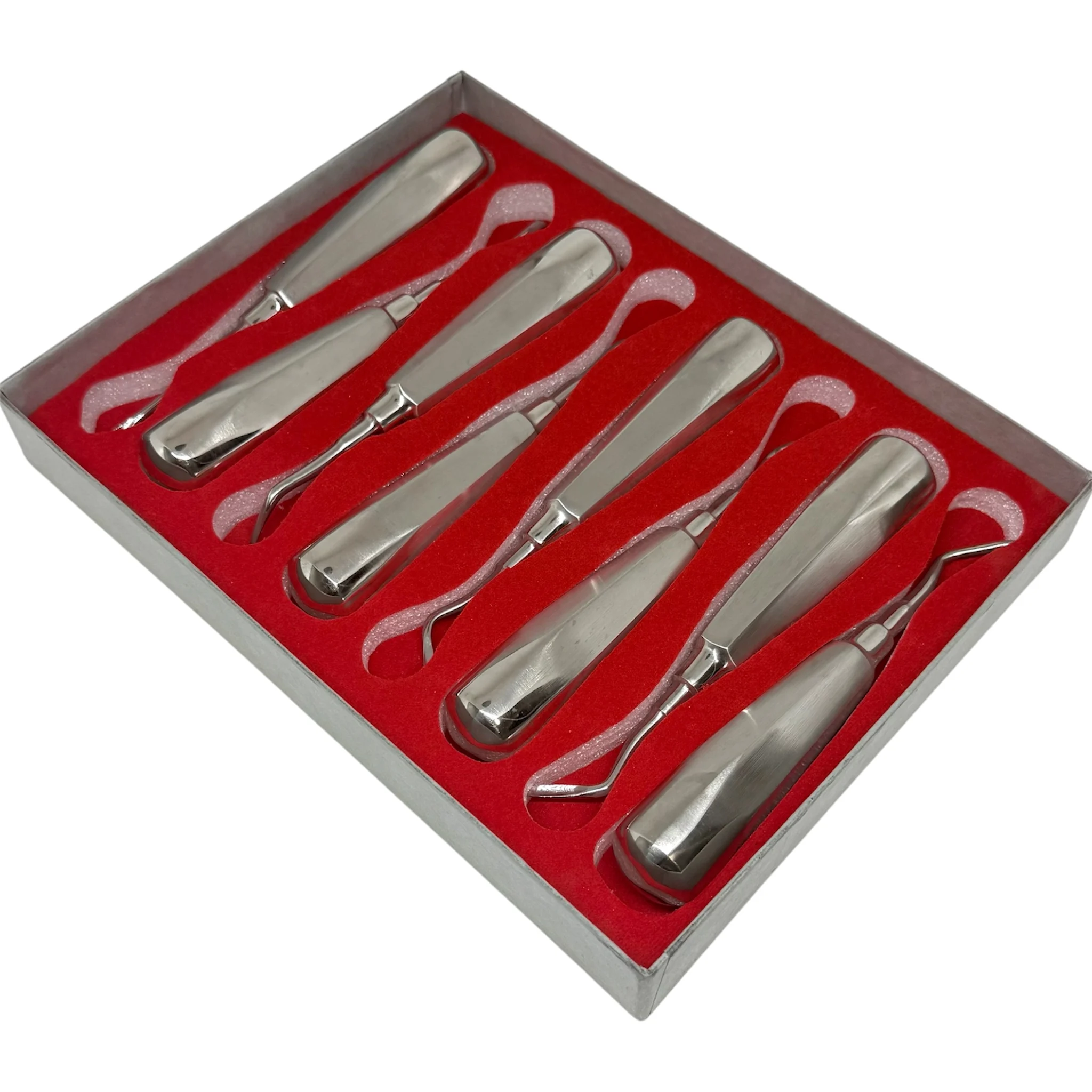 8pcs Dental Stainless Steel Elevator  Straight & Curved Root Forceps Hexagon Handle Dental Extraction Elevator Kit Dental Kit