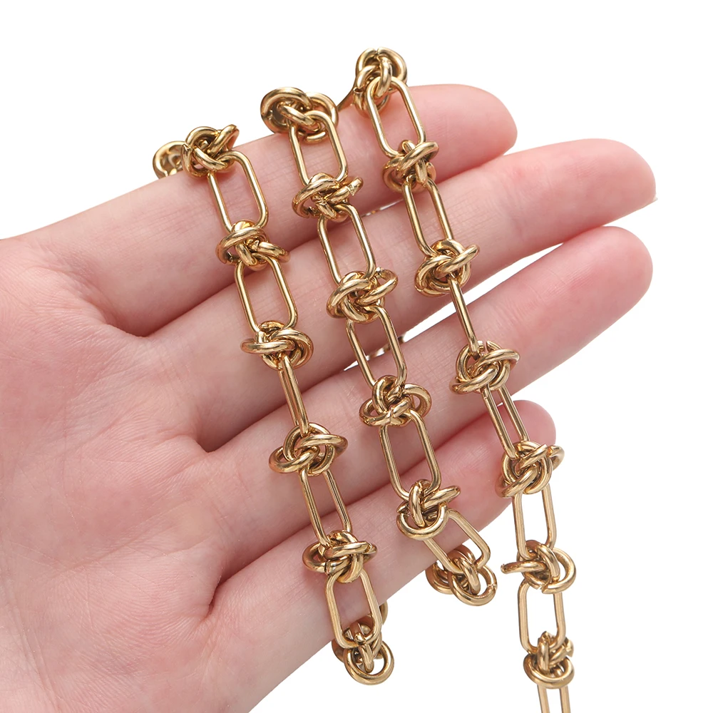 1M/Pack 6.5*12.5mm Stainless Steel Knot Chains Golden Handmade Chains for DIY Necklace Bracelets Jewelry Making Accessories