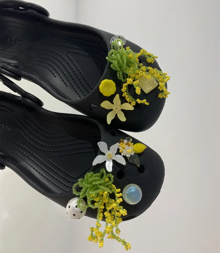 Fresh Summer Color Beaded Shoe Charms Girlish Ballet Shoe Flowers DIY Ornaments Elegant Versatile Shoe Accessories Jelly Shoes