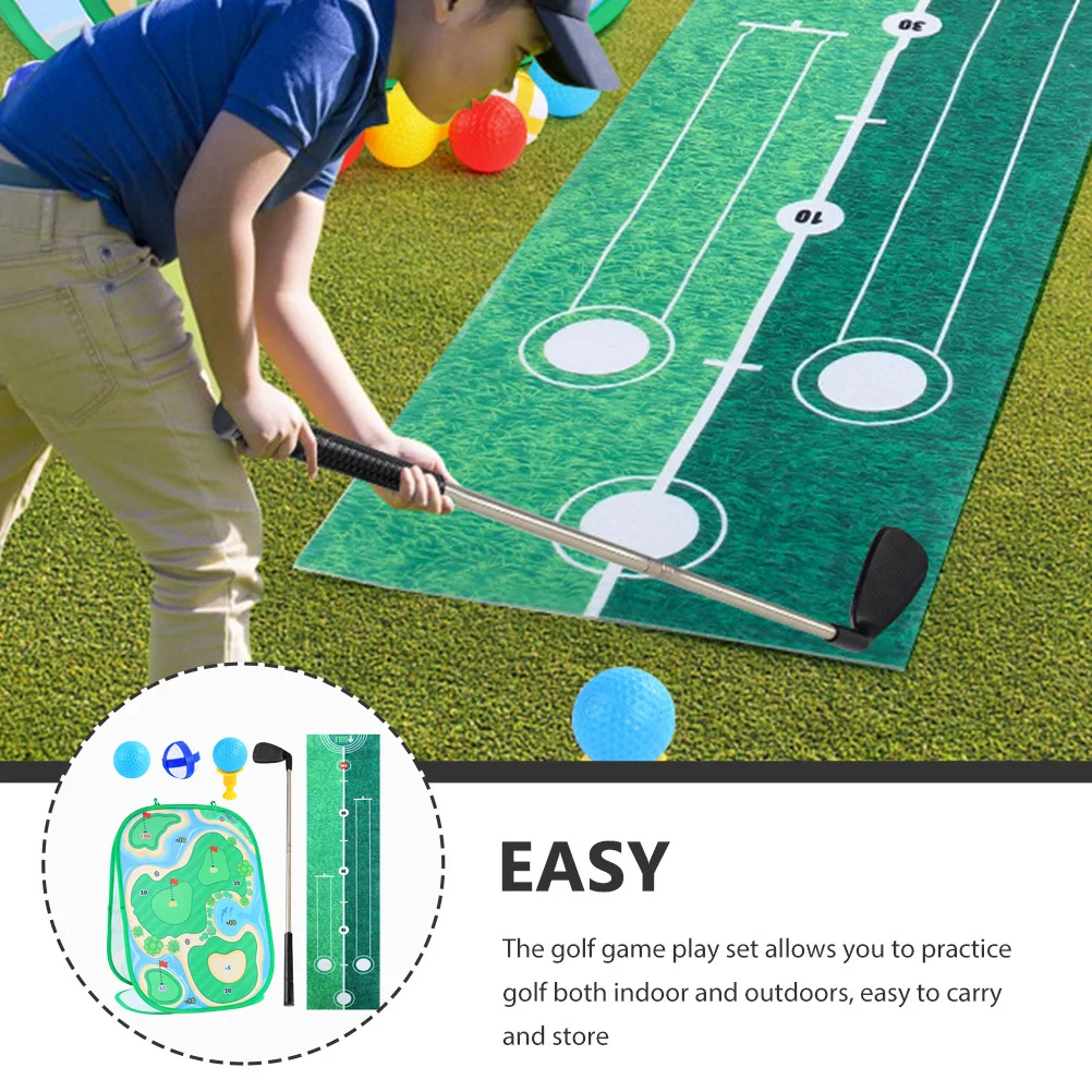 1 Set Gioco da golf Playset Set da golf per bambini Tappetino da pratica portatile Divertimento per interni ed esterni Regalo educativo Giocattoli sportivi per bambini