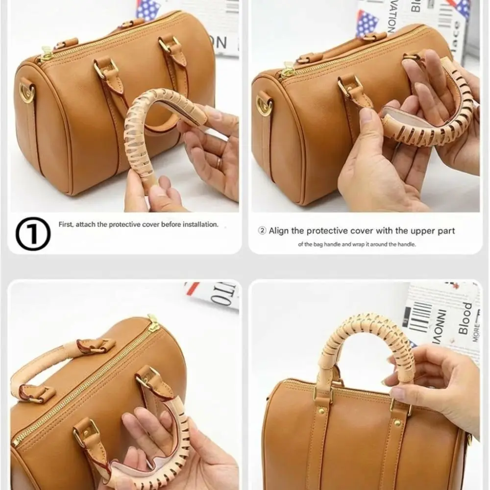 2Pcs/Set Soft Handbag Handle Leather Wrap Cover Leather Abrasion Resistan Purse Strap Cover Stain Resistant