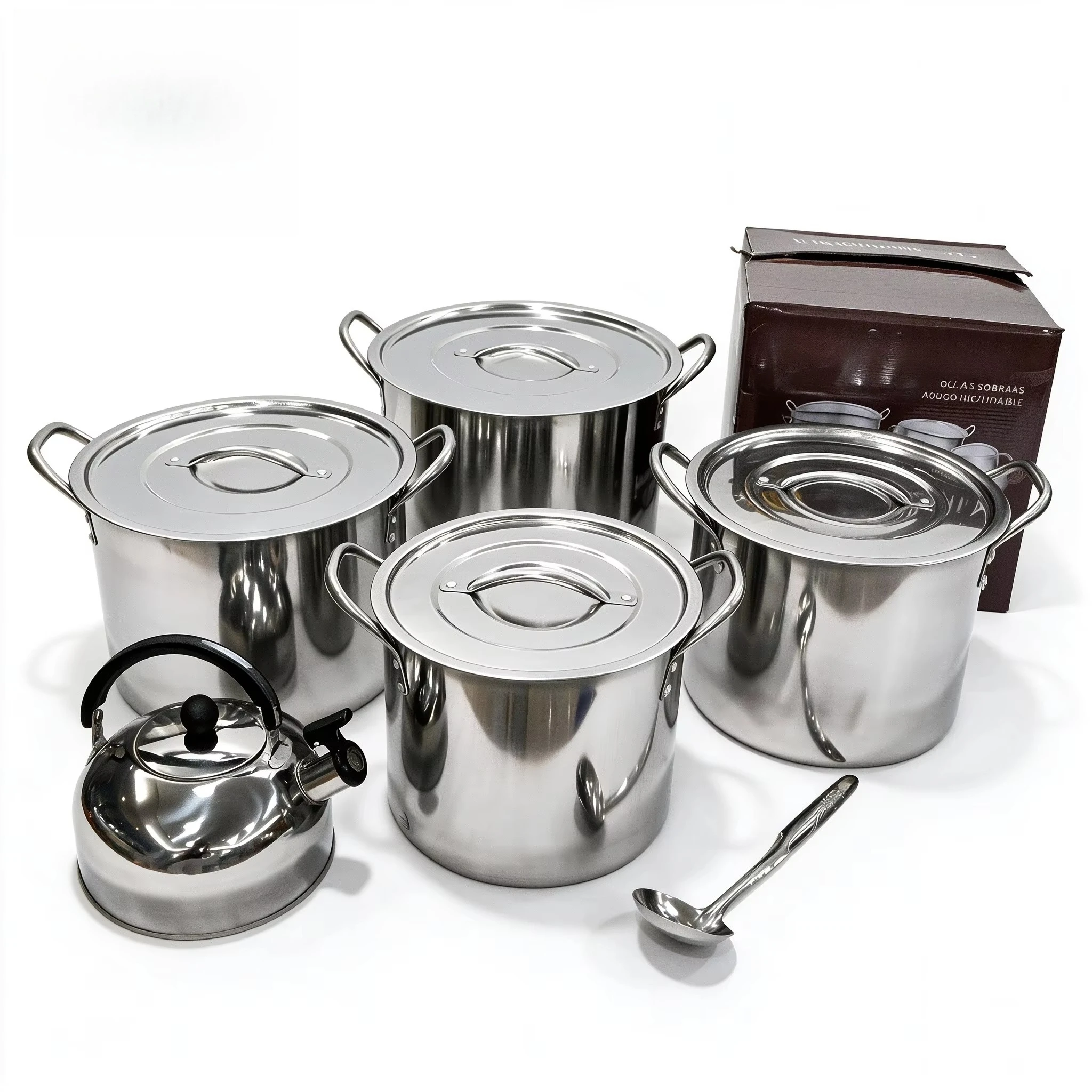 Wholesale Cookware Household Cooking Pot Custom 10pcs Stainless Steel Casserole Noodle Pot Soup Pot Cookware Set with Lid