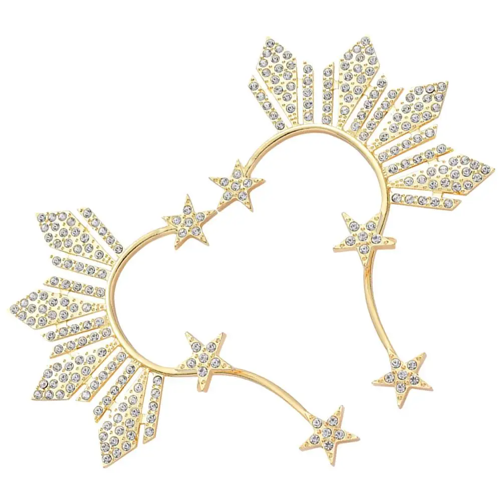 

Pentagram Earrings Pair Star Cuff Earrings Non Piercing Star Cuff for Women Rhinestone Alloy Right Left Ear Party Wedding