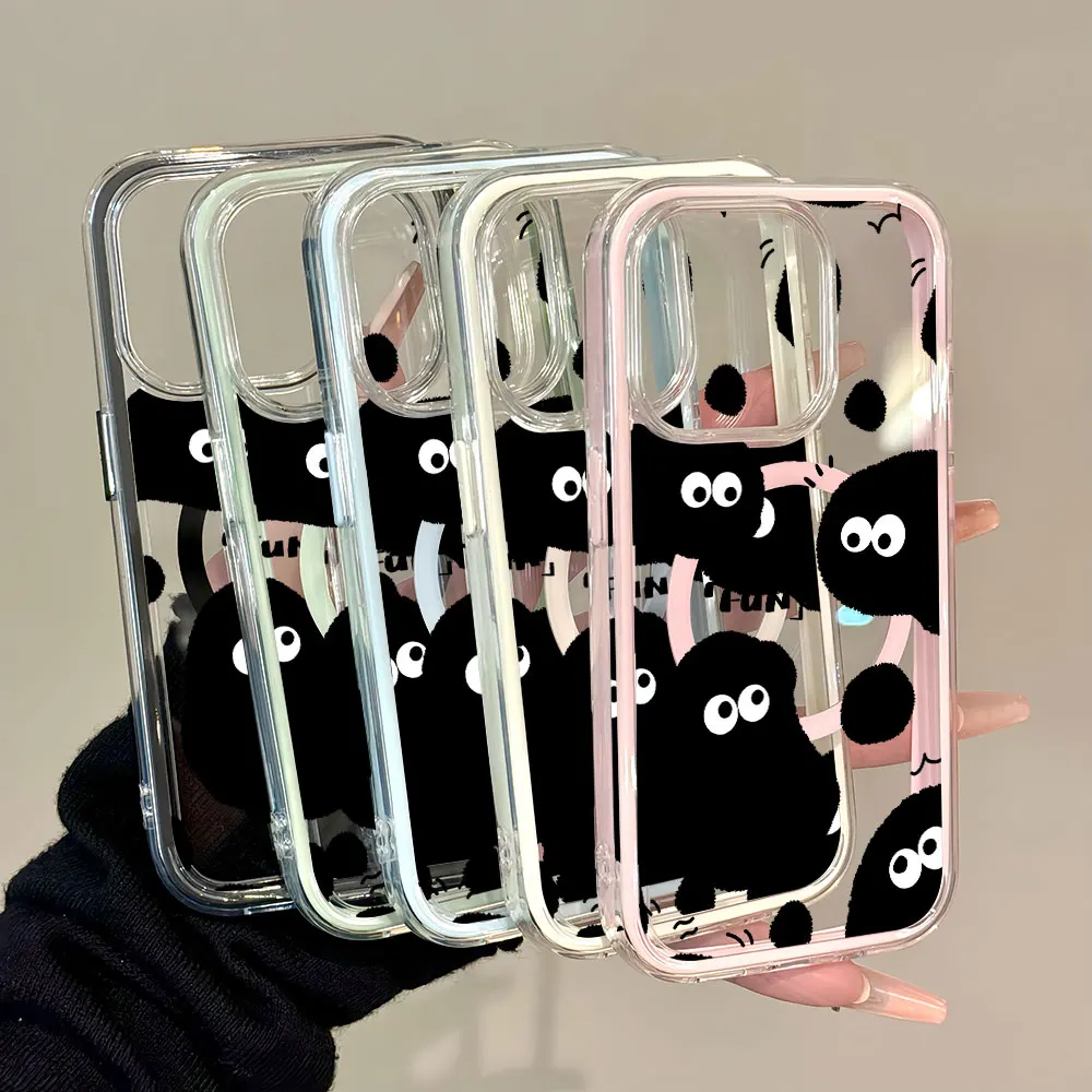 Мультяшный чехол Soot Sprite для iPhone 17, 16, 12, 14 Pro, 15, 13 Air, а также для iPhone 16, 11, 17 Pro Max, магнитный противоударный чехол