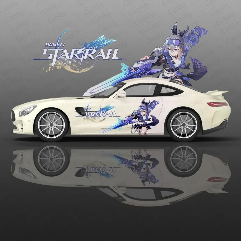 Silver Wolf Anime Girl Car Decal Flower Vinyl Car Stickers SUV Side Graphics Decals, Universal Size, Vehicle Body-Decals view 2